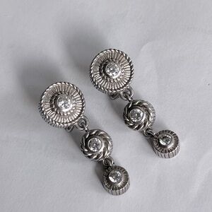 JUDITH RIPKA Sterling Silver - Vintage Triple Drop Dangle Earrings Diamonique